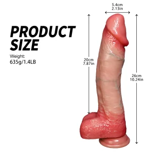 Gode réaliste avec ventouse chauffante par vibration de poussée 26 cm